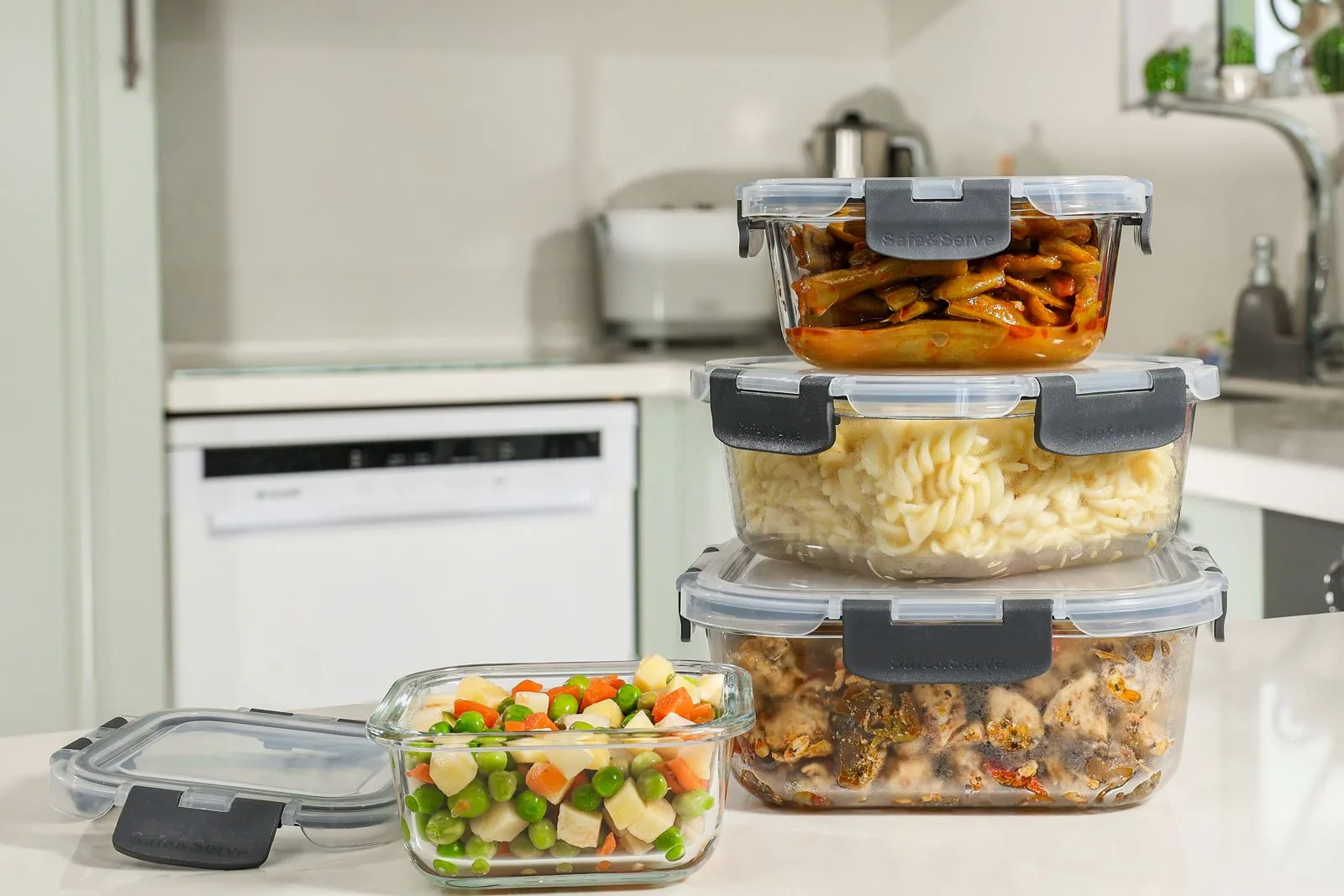 SAFE&SERVE No.2 Kare Kilitli Cam Saklama Kabı – 520 ml